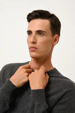 HOWARD pull col rond anthracite chiné