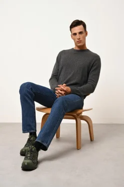 HOWARD pull col rond anthracite chiné