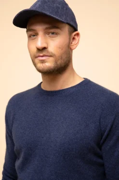 HOWARD pull col rond bleu nuit chiné