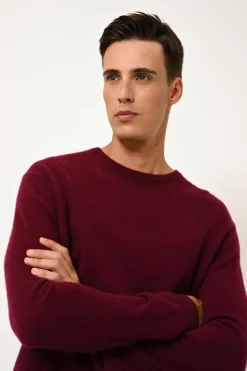 HOWARD pull col rond bordeaux