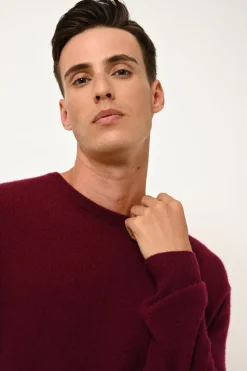 HOWARD pull col rond bordeaux