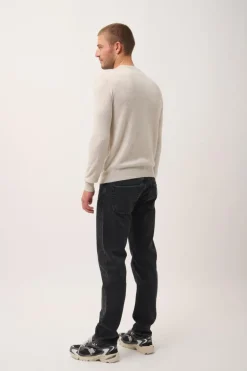 HOWARD pull col rond gris perle chiné