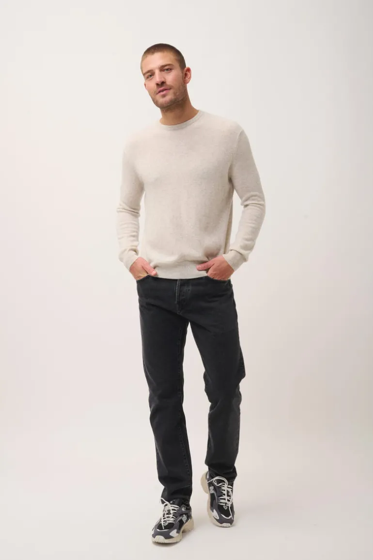 HOWARD pull col rond gris perle chiné