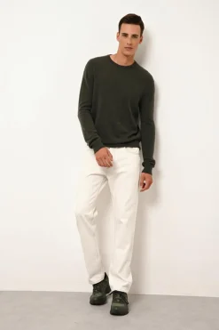 HOWARD pull col rond kaki chiné