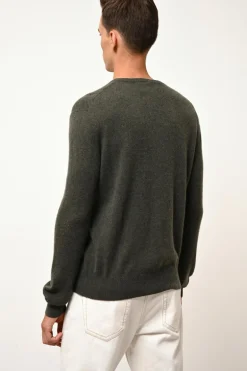 HOWARD pull col rond kaki chiné
