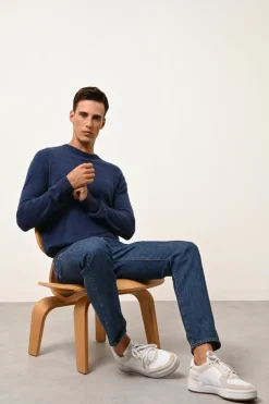 HOWARD pull col rond ocean chiné