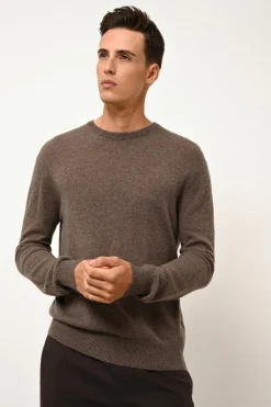 HOWARD pull col rond taupe chiné