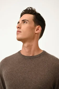 HOWARD pull col rond taupe chiné
