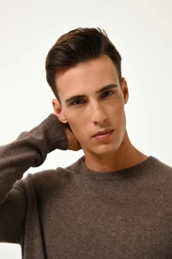 HOWARD pull col rond taupe chiné