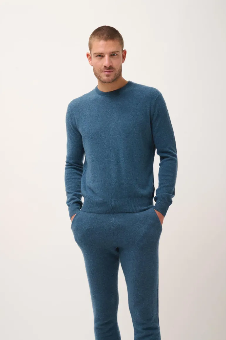 HOWARD pull col rond vert canard chiné