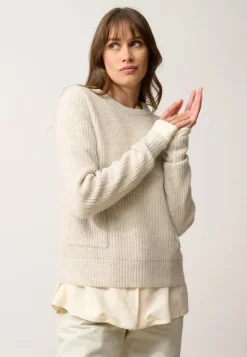INAYA pull col rond gris perle chiné