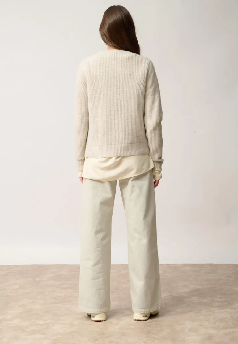 INAYA pull col rond gris perle chiné
