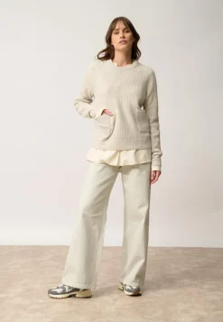 INAYA pull col rond gris perle chiné