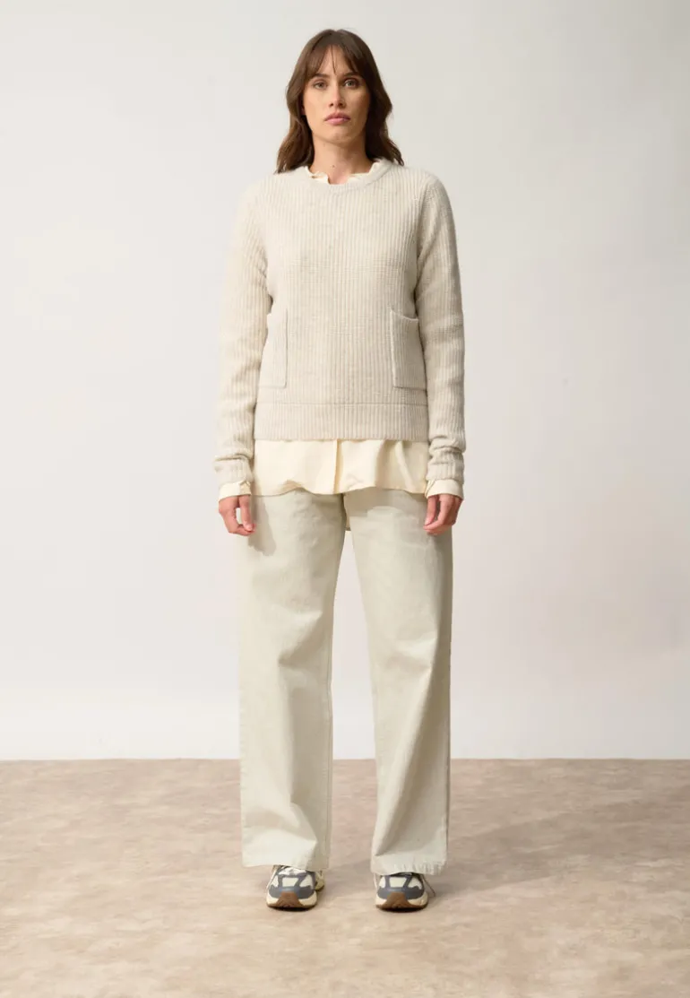 INAYA pull col rond gris perle chiné