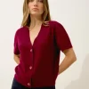 IRIS cardigan col v bordeaux
