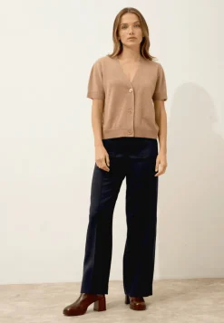 IRIS cardigan col v camel chiné