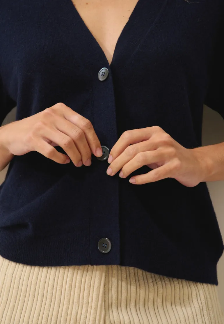 IRIS cardigan col v navy