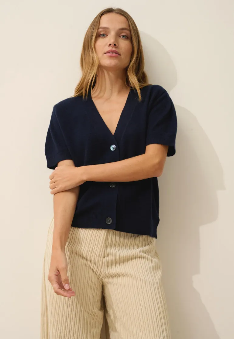 IRIS cardigan col v navy