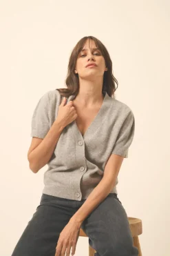 IRIS cardigan col v nuage chiné