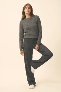 JADE pull col rond anthracite chiné