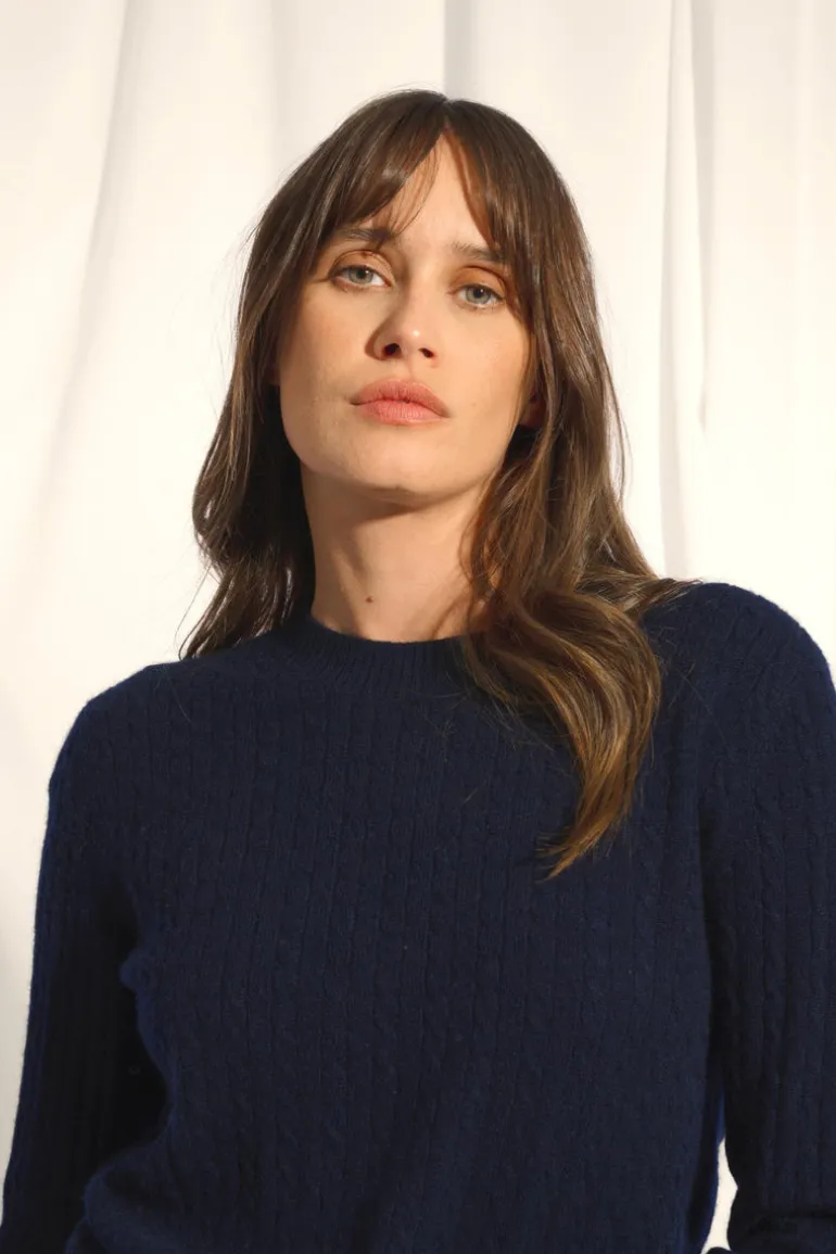 JADE pull col rond navy