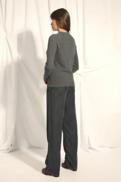 JANE pull col rond anthracite chiné
