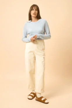 JANE pull col rond bleu clair chiné