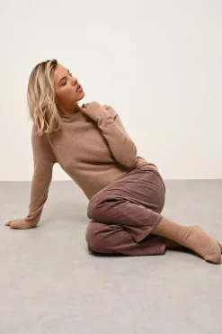 JANE pull col rond camel chiné
