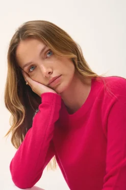JANE pull col rond fuchsia