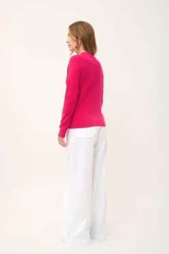 JANE pull col rond fuchsia