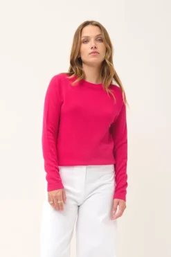 JANE pull col rond fuchsia