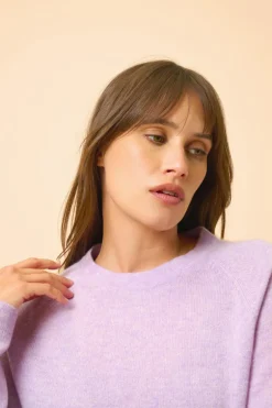JANE pull col rond mauve chiné