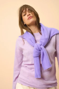 JANE pull col rond mauve chiné