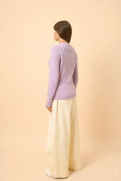 JANE pull col rond mauve chiné