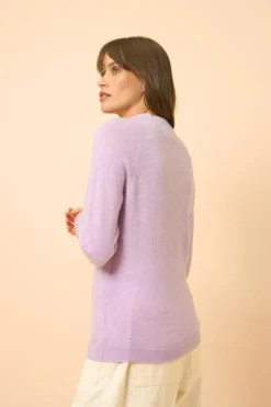 JANE pull col rond mauve chiné