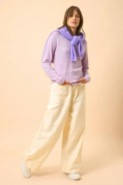 JANE pull col rond mauve chiné
