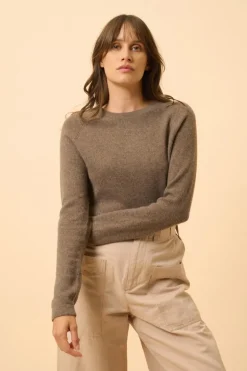 JANE pull col rond taupe chiné