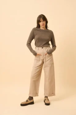 JANE pull col rond taupe chiné
