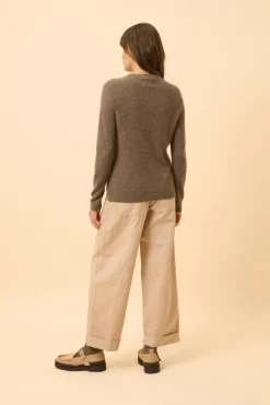 JANE pull col rond taupe chiné