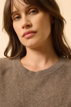 JANE pull col rond taupe chiné