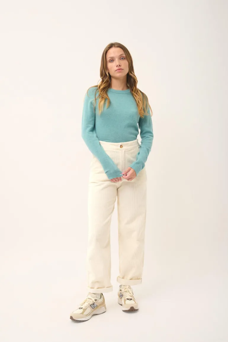 JANE pull col rond vert chiné