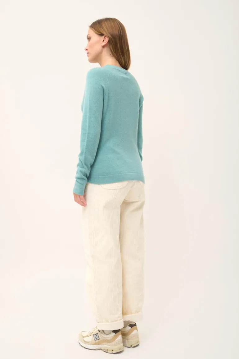 JANE pull col rond vert chiné