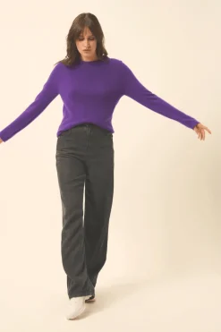 JANE pull col rond violette