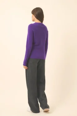 JANE pull col rond violette