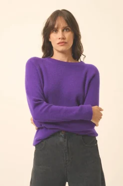 JANE pull col rond violette