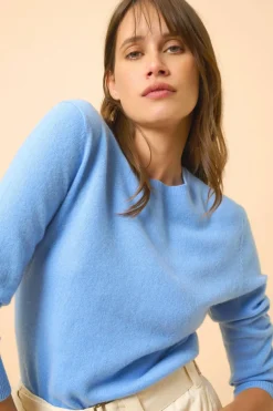JANICE pull col rond baby blue