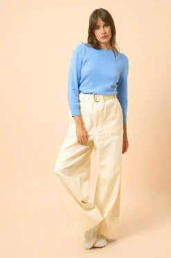 JANICE pull col rond baby blue