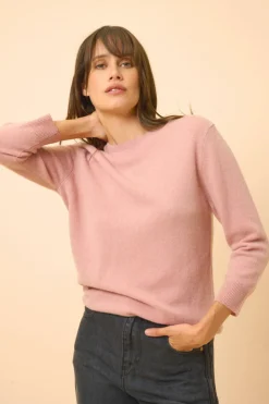 JANICE pull col rond bois de rose