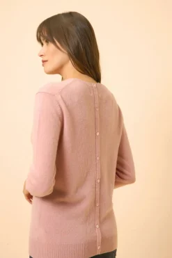 JANICE pull col rond bois de rose