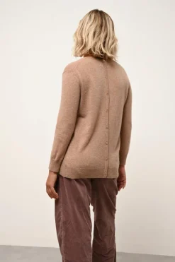 JANICE pull col rond camel chiné